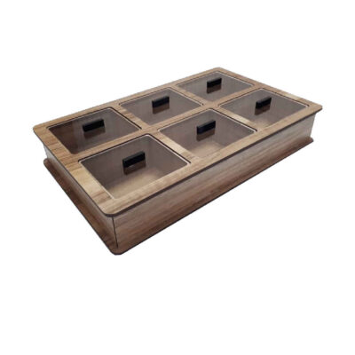 Boîte Organisatrice de Sachets de Thé en Bois avec Coffres
