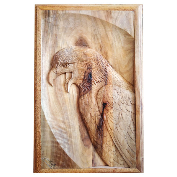 Art en bois sculpté encadré Thème animal Aigle
