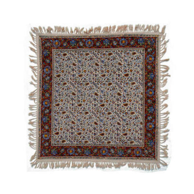 Nappe Persane : Nappe Traditionnelle à Impressions au Bloc Kalamkari d’Ispahan Florale