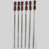Ensemble de Six Brochettes en Acier avec Manche en Bois et Housse pour Kebab et Grillades