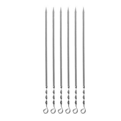 Ensemble de Six Brochettes Plates et Torsadées (60 cm) pour Kebab de Poulet et Grillades