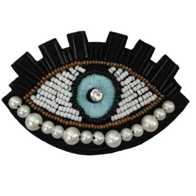 Épinglette féminine perles – Design Œil Bleu