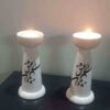 Persian Ceramic Candlestick with Mashgh Calligraphy Pattern