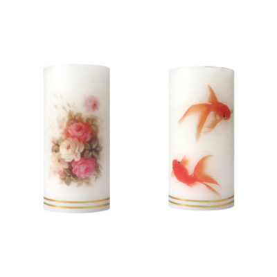 Bougies Haft-Sin avec motif de fleurs et de poissons – Parfaites pour Nowruz