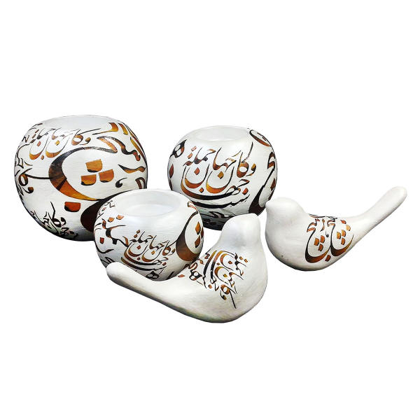 Persian Pottery Tealight Candle Holder Model Calligraphy