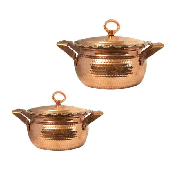 Marmite en cuivre persan - Ensemble de 2, modèle traditionnel de cuisson D556