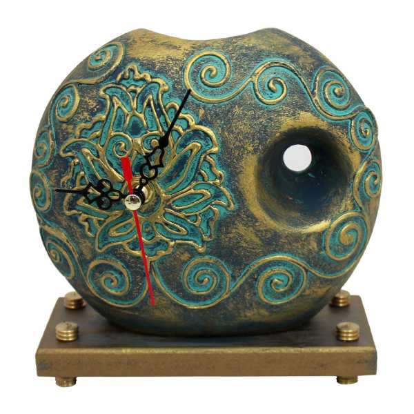 Horloge de bureau en poterie artistique persane modèle Fleur