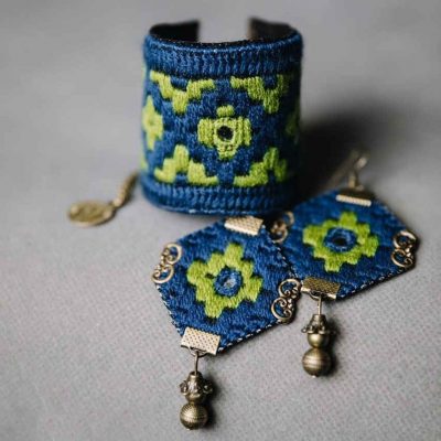 Set Bracelet et Boucles d’Ores Brodés Persan – Jahan