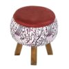 Pouf rond en velours avec pieds en bois, inspiré de l'art persan calligraphique
