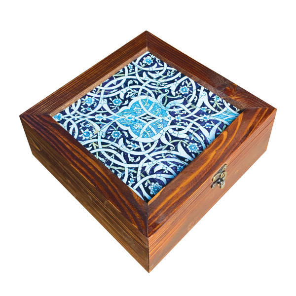 Boîte en Bois pour Cadeaux – Motif Persan Inspiré Carrelage