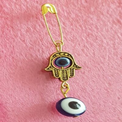 Broche de Sécurité Œil Malin avec Design de Main – Protection Spirituelle