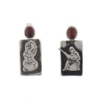 Boucles d’oreilles en argent persan Instrument Tanboor