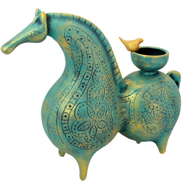 Bougeoir en poterie persane fait main avec élégance artisanale Cheval