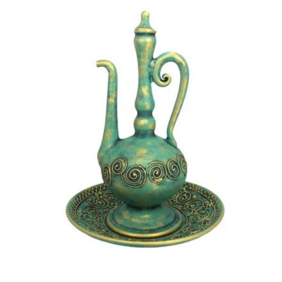 Accent de poterie décorative – Flacon à eau de rose et assiette