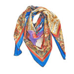 Persian Silk Scarf for Women – Luxe and Vibrant Shahnameh Print, Summer Style