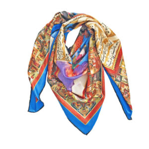 Persian Silk Scarf for Women – Luxe and Vibrant Shahnameh Print, Summer Style
