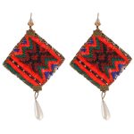 Persian Embroidered Earrings Balochi Traditional Suzani