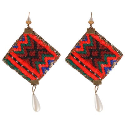 Persian Embroidered Earrings Balochi Traditional Suzani