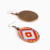 Persian Embroidered Earrings Balochi Traditional Suzani Red Flowers