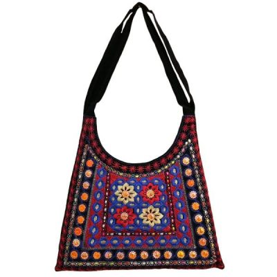 Sac à bandoulière boho en daim ethnique brodé avec motif Z16