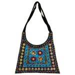 Sac à bandoulière boho en daim ethnique brodé avec motif Z17