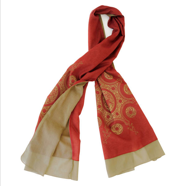 Châle Persan Traditionnel Rouge pour Femme - Modèle Soleil