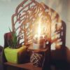Persian Ornament Wooden Tabletop Candle Holder stand Calligraphy