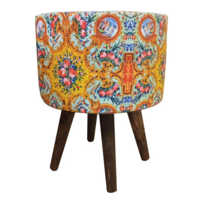 Pouf rond en velours inspiré de l’art persan Shad