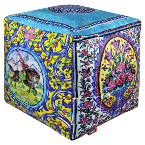 Pouf carré en velours bohémien inspiré par l'élégance persane Shikdo
