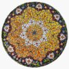 Pouf persan rouge traditionnel avec pieds en bois et tissu en velours Slimi
