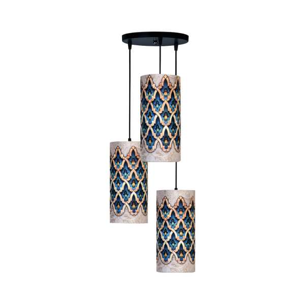 Lampe en tissu cluster avec abat-jour cylindre en velours MA70
