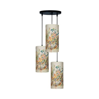 Lampe en tissu cluster avec abat-jour cylindre Calligraphie