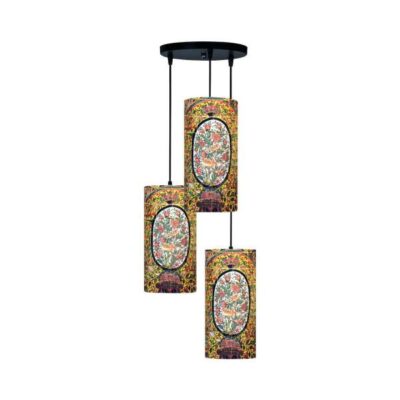 Lampe en tissu cluster avec abat-jour cylindre en velours Baghegol