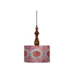 Lampe suspendue en tissu avec abat-jour tambour traditionnel en velours