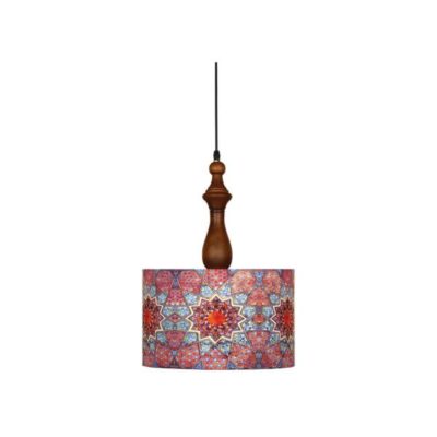 Lampe suspendue en tissu avec abat-jour tambour traditionnel en velours