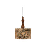 Lampe suspendue en tissu avec abat-jour tambour Calligraphie en velours