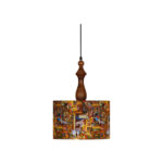 Lampe suspendue en tissu avec abat-jour tambour en velours Shahnameh