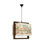 Lampe suspendue en tissu avec abat-jour carré Calligraphie en velours