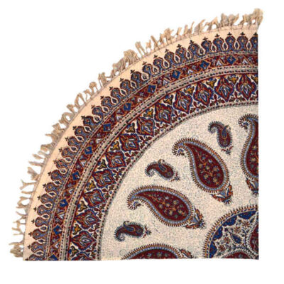 Nappe Persane : Nappe Traditionnelle à Impressions au Bloc Kalamkari d’Ispahan Eslimi