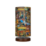 Lampe de table en bois persane minimaliste & amp; de chevet cylindre Shahnameh