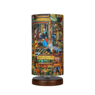 Lampe de table en bois persane minimaliste & amp; de chevet cylindre Shahnameh