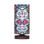 Lampe de table en bois persane minimaliste & amp; de chevet cylindre Fleur fait main