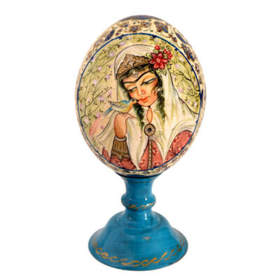 Œuf d’autruche décoratif persan peint à la main – Miniature