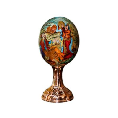 Œuf d’autruche décoratif persan peint à la main – Miniature