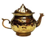 Théière en laiton persan artisanale avec technique de gaufrage modèle Golden
