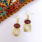Boucles d’oreilles en laiton persan Modèle Agate Rouge