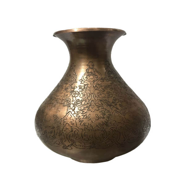 Vase décoratif en cuivre persan gravé fait main avec design Khomreh