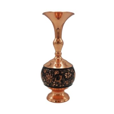 Vase décoratif en cuivre persan gravé fait main avec design Ghalamzani