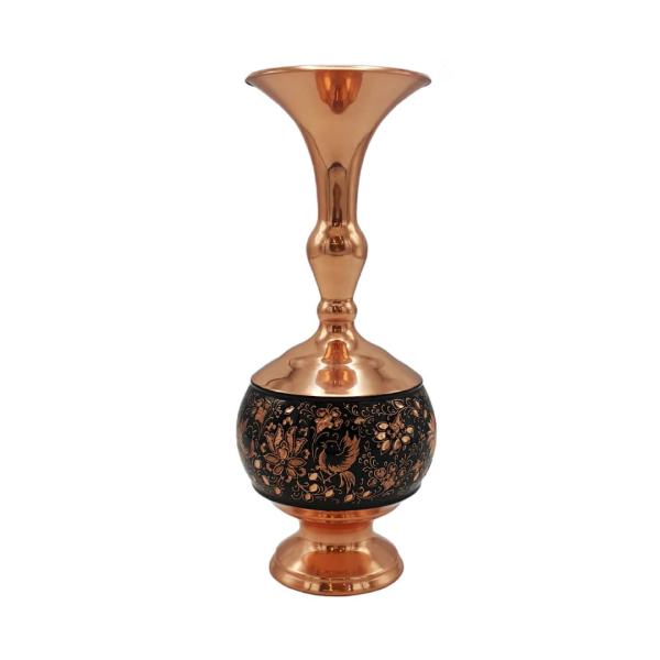 Vase décoratif en cuivre persan gravé fait main avec design Ghalamzani