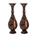 Vase décoratif en cuivre persan gravé fait main – Set de 2